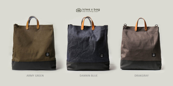 Iclea Bag: Minimalist XL Genuine Leather Canvas Tote Bag