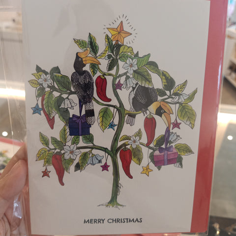 Pagoda Kingdom Greeting Card: Hornbill Chili Tree