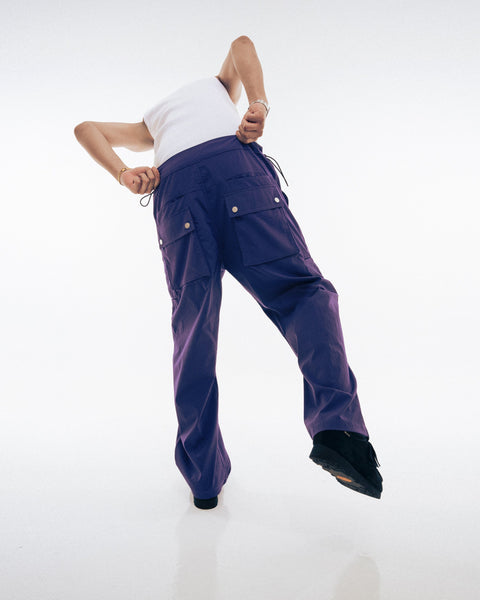 HdPc: Pleated Nylon Wide Pants (Purple)