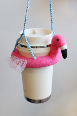 Sheep Mountain: Wool felt Flamingo Eco-friendly Cup Sleeve