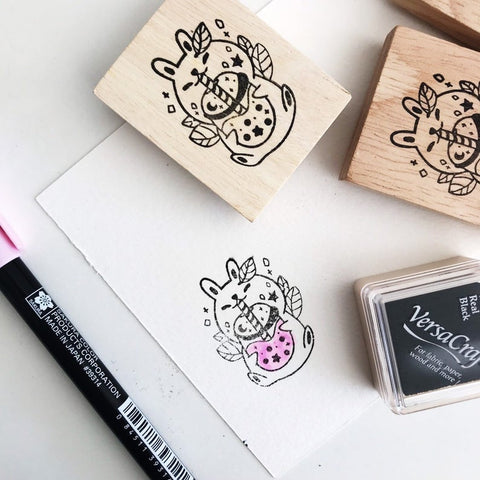 Qiara's Boba Bun Rubber Stamp