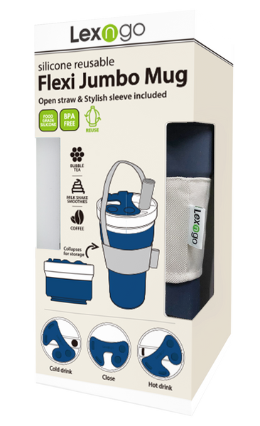 LEXNGO: Silicone Flexi Jumbo Mug & Straw (700ml)